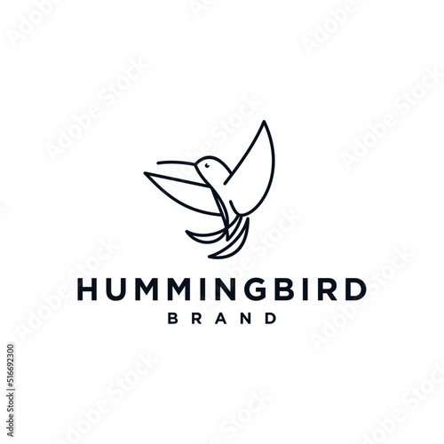 Hummingbird colibri bird logo icon line abstract vector