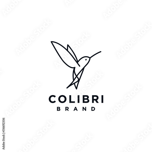Hummingbird colibri bird logo icon line abstract vector