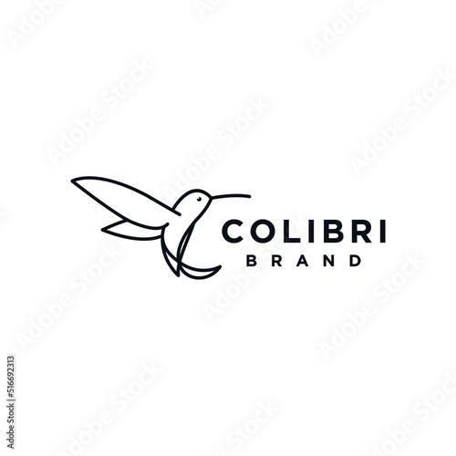 Hummingbird colibri bird logo icon line abstract vector
