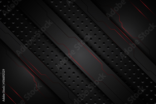 abstract metal carbon texture modern and edge lines red black on steel mesh. design futuristic technology background. vector illustration