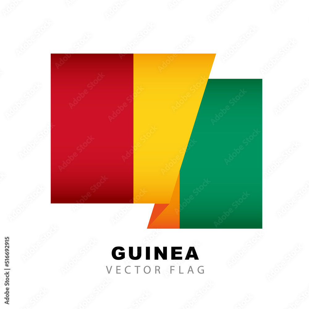 Fototapeta premium Colorful Guinean flag logo. Flag of Guinea. Vector illustration isolated on white background.