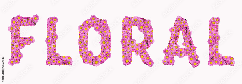 FLORAL word with pink flowers FLORAL word with pink flowers
