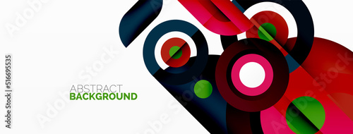 Abstract round shapes background. Minimalist decoration. Geometric background with circles and rings