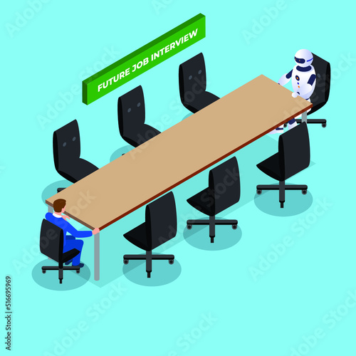 Businessman having an interview for a future job isometric 3d vector illustration concept for banner, website, illustration, landing page, flyer, etc.