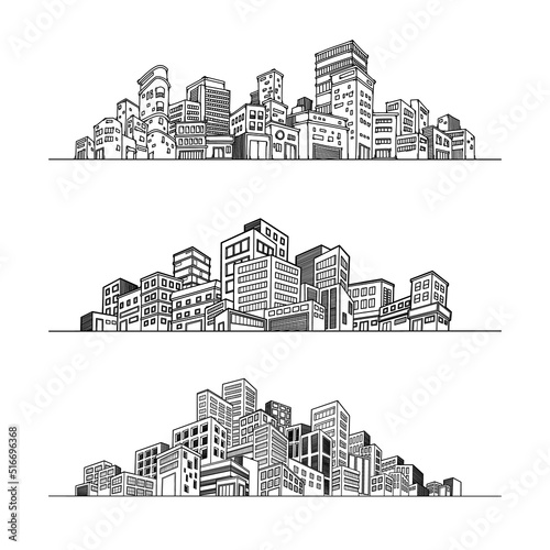 Cityscape doodle vector drawing illustration eps10