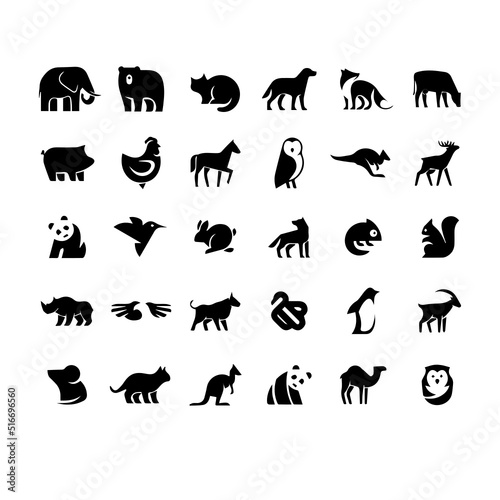 Polygonal Icons Set.Animal Silhouettes Pro Vector