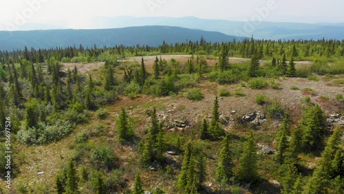 4K Drone Video of Wickersham Dome Hiking Trail in the White Mountains of Alaska on Sunny Summer Day photo