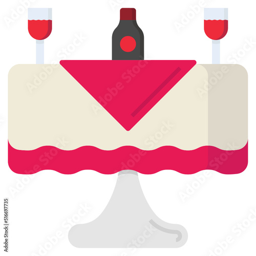 Dinning Table flat icon,linear,outline,graphic,illustration