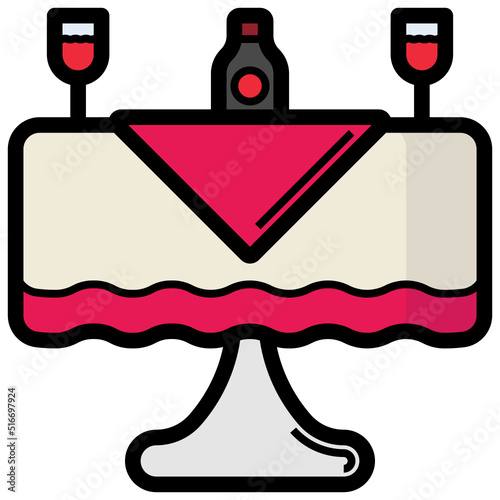 Dinning Table filled outline icon,linear,outline,graphic,illustration