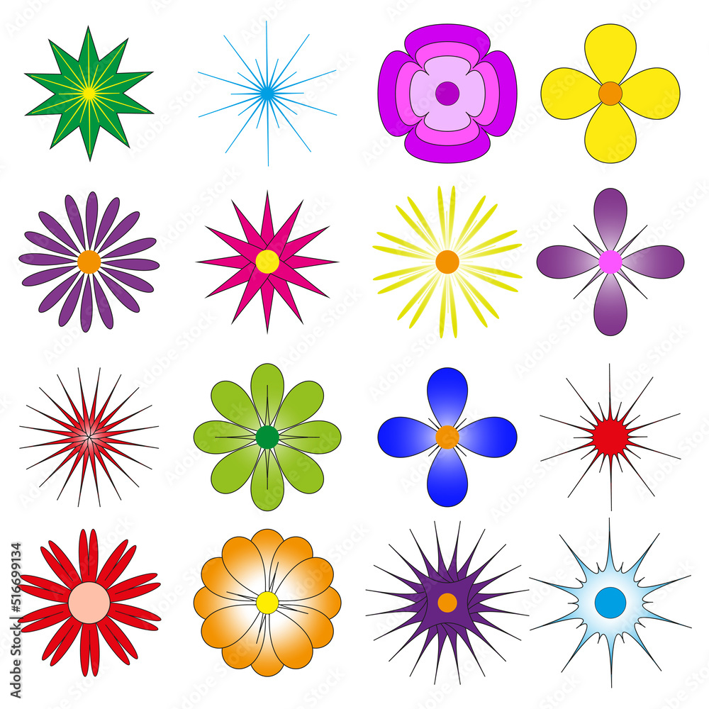 different cartoon flowers. Vector illustration. Stock image. different cartoon flowers. Vector illustration. Stock image.