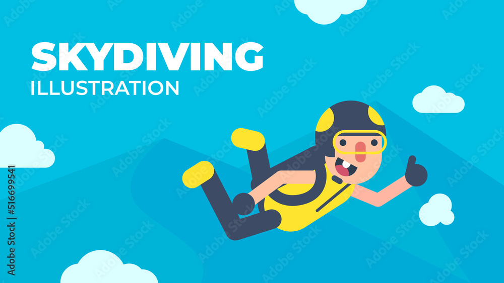 Obraz premium Skydiving Man Flat Design Illustration