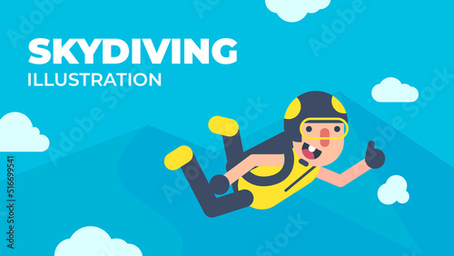 Skydiving Man Flat Design Illustration