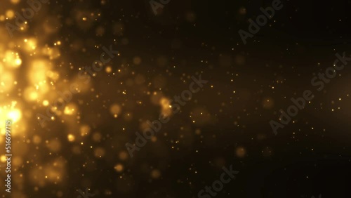 Abstract gold glitter on black background. Looped 4K video	