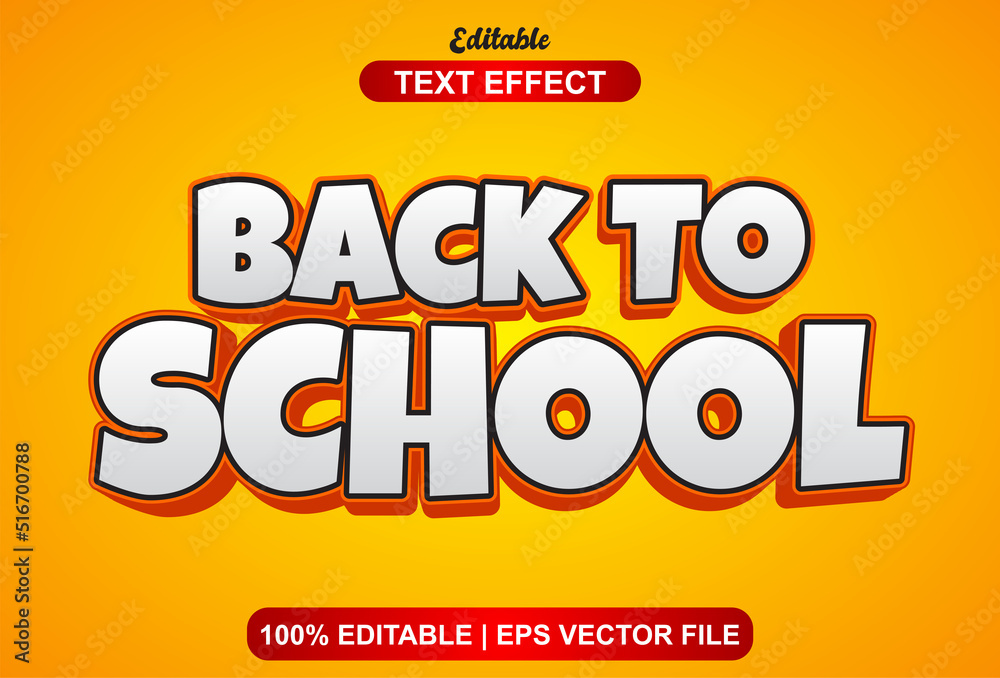 back to school text effect with orange editable.