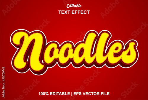 noodle text effect with yellow color editable.