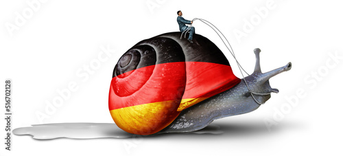 Slow Germany economy and slowing German economic growth as a Berlin financial challenge or stagflation problems and slow political  legislation and energy crisis photo