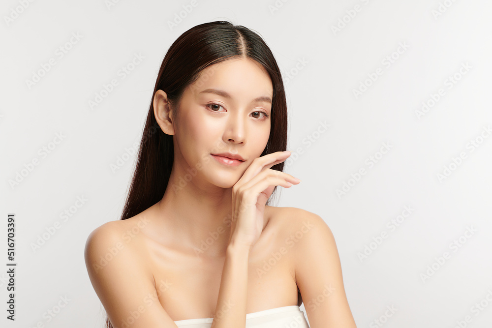 Beautiful young asian woman with clean fresh skin on white background, Face care, Facial treatment, Cosmetology, beauty and spa, Asian women portrait. Beautiful young asian woman with clean fresh skin on white background, Face care, Facial treatment, Cosmetology, beauty and spa, Asian women portrait.