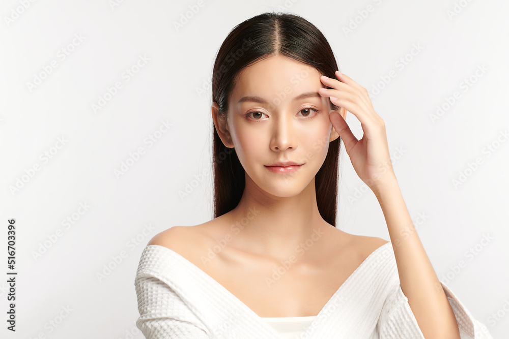 Beautiful young asian woman with clean fresh skin on white background, Face care, Facial treatment, Cosmetology, beauty and spa, Asian women portrait. Beautiful young asian woman with clean fresh skin on white background, Face care, Facial treatment, Cosmetology, beauty and spa, Asian women portrait.