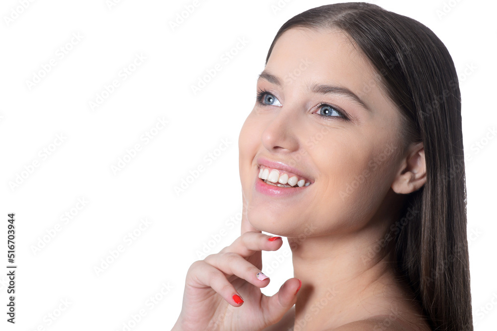 Portrait of beautiful young woman posing isolated on white Portrait of beautiful young woman posing isolated on white