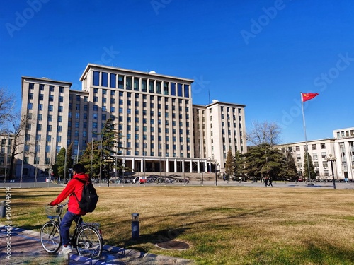 riding a bike on campus