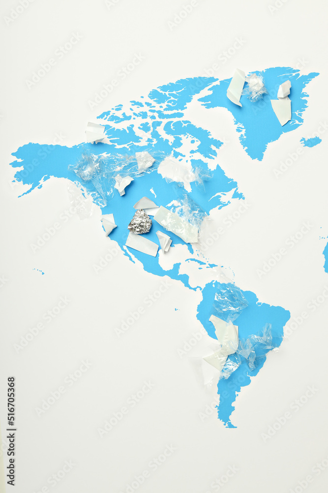 Fototapeta premium Concept of Global pollution with world map