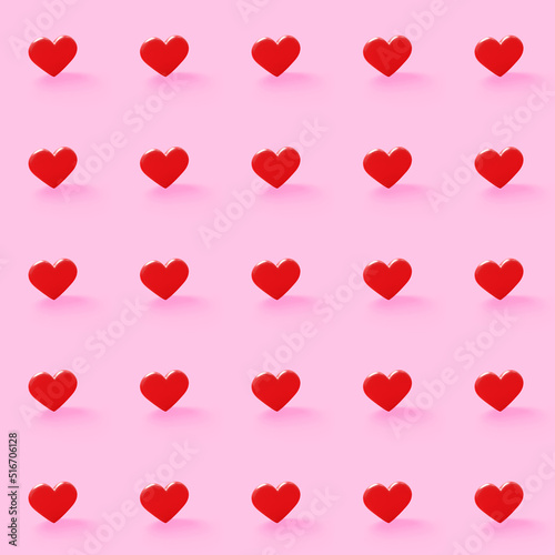 3D Hearts for web design. Heart-shaped wallpaper that represents love. Illustration on the wedding anniversary. Congratulation symbol. 3D Heart pattern. Illustration bender3D. Mini heart background.