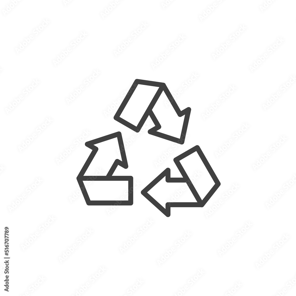 Obraz premium Recycled packaging sign line icon