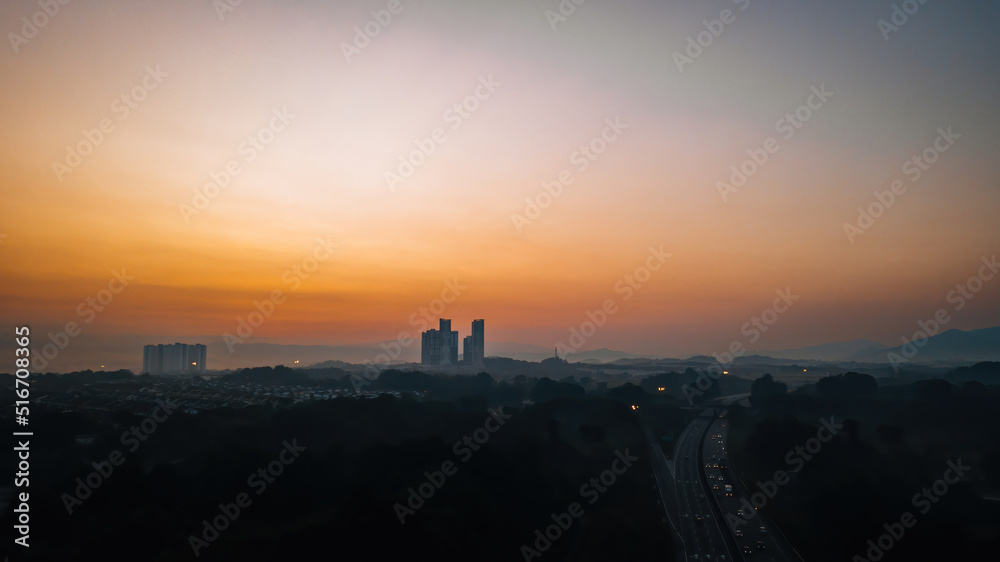 Sunset near Bandar Seri Putra, Selangor, Malaysia.