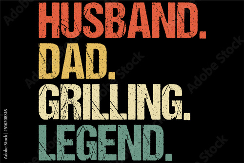 Husband Dad Grilling Legend Retro Vintage T-Shirt Design