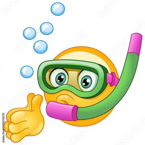 Emoji emoticon snorkeling or diving