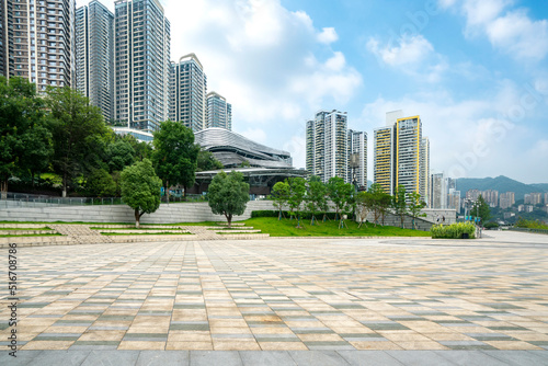 Open space square ground and urban skyline, Chongqing, China © onlyyouqj