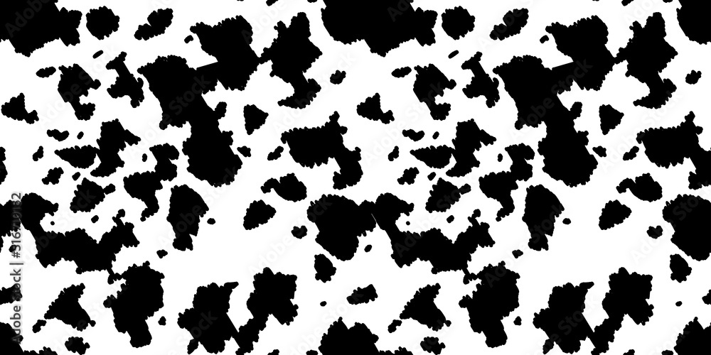 Cow skin, hand draws texture, black and white spot hatching seamless pattern. Animal print stains. Vector Cow skin, hand draws texture, black and white spot hatching seamless pattern. Animal print stains. Vector