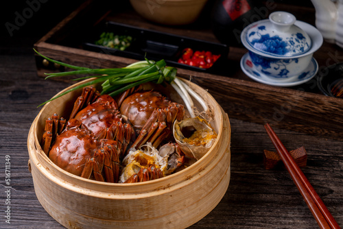 Steamed hairy crab, a traditional Chinese cuisine