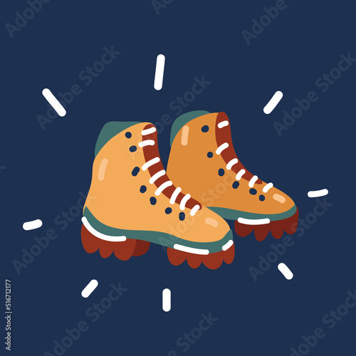Cartoon vector illustration of Pair of hiking boots,