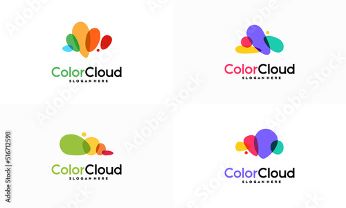 Set of Abstract Colorful Cloud Logo designs concept vector, Cloud Technology Logo vector