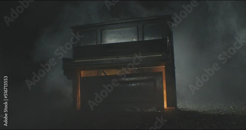 Piano with lots of Fog in Slow Motion