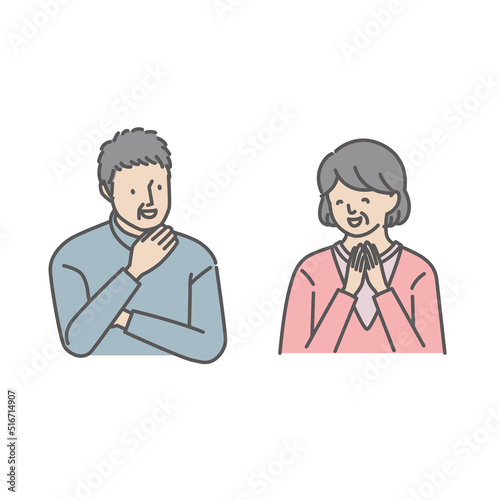 笑顔のシニア男女・夫婦