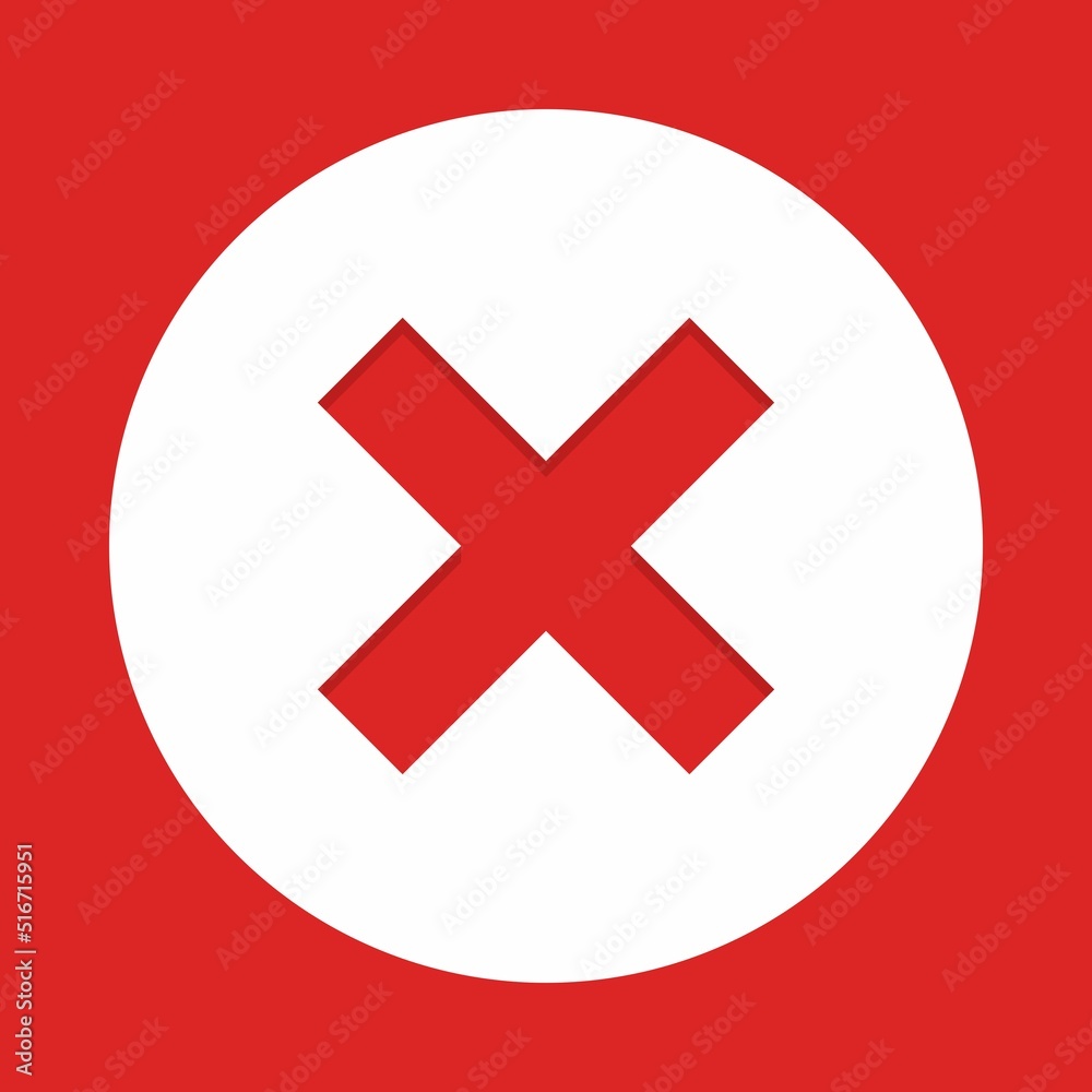 Wrong marks, Cross marks, Rejected, Disapproved, No, False, Not Ok, Wrong Choices, Task Completion, Voting. - vector mark symbols in red. Isolated icon. Wrong marks, Cross marks, Rejected, Disapproved, No, False, Not Ok, Wrong Choices, Task Completion, Voting. - vector mark symbols in red. Isolated icon.