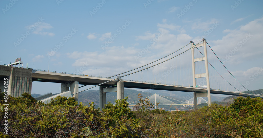 Tsing Ma Suspension bridge in Hong Kong city Tsing Ma Suspension bridge in Hong Kong city