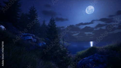 Night Environment Landscape 3D Render 4