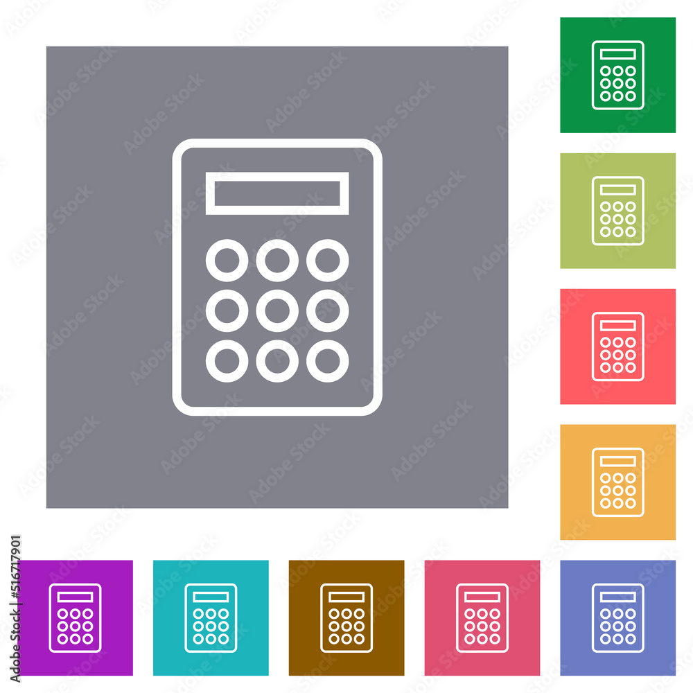 Calculator outline square flat icons Calculator outline square flat icons