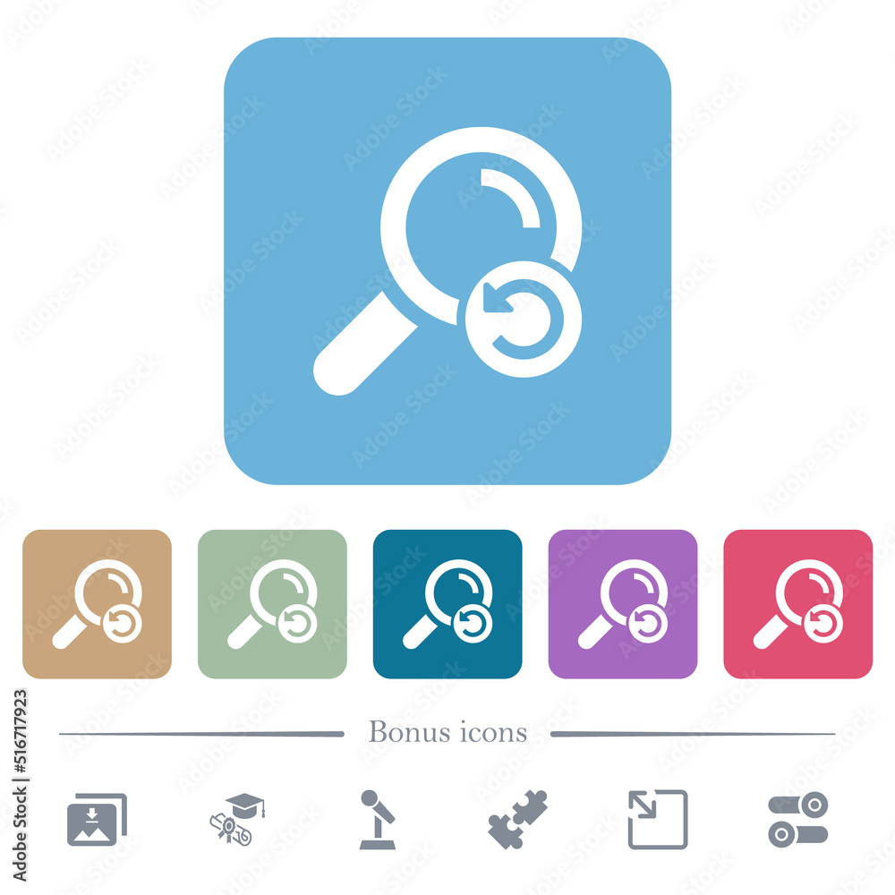 Undo search flat icons on color rounded square backgrounds Undo search flat icons on color rounded square backgrounds