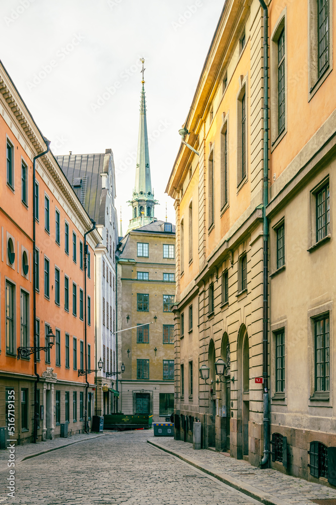 Old cobbled street of Stockholm