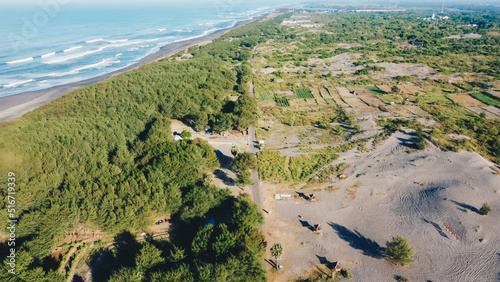 Aerial view on the beautiful morning beach photo