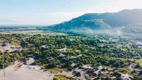 Morning aerial view around the sand dunes in Yogyakarta photo