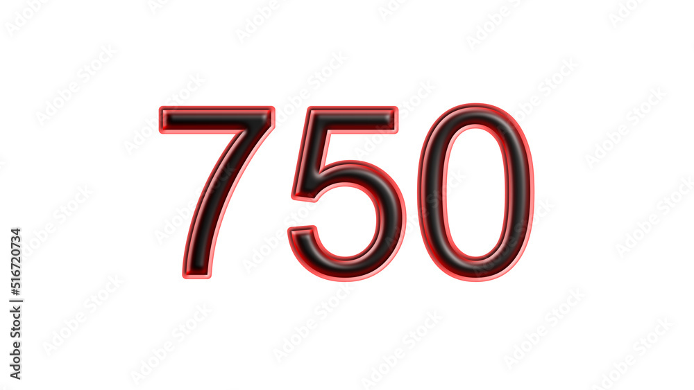 red 750 number 3d effect white background red 750 number 3d effect white background