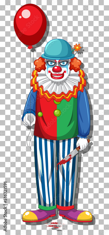 Naklejka premium Scary clown cartoon character