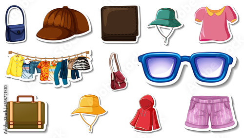 Sticker set of clothes and accessories