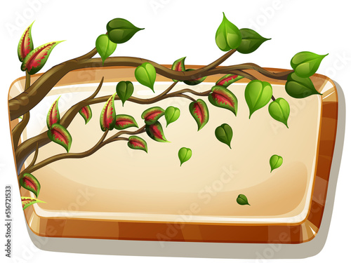 Wooden board template with tree branch