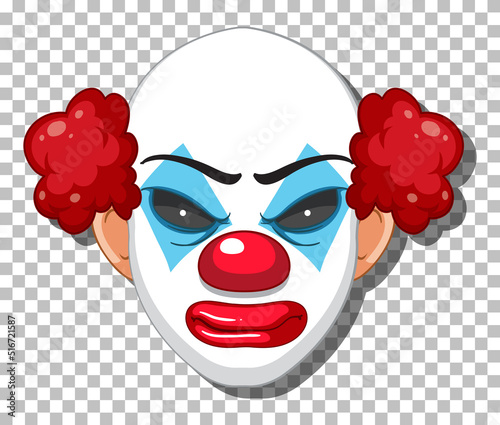 Scary clown head on grid background